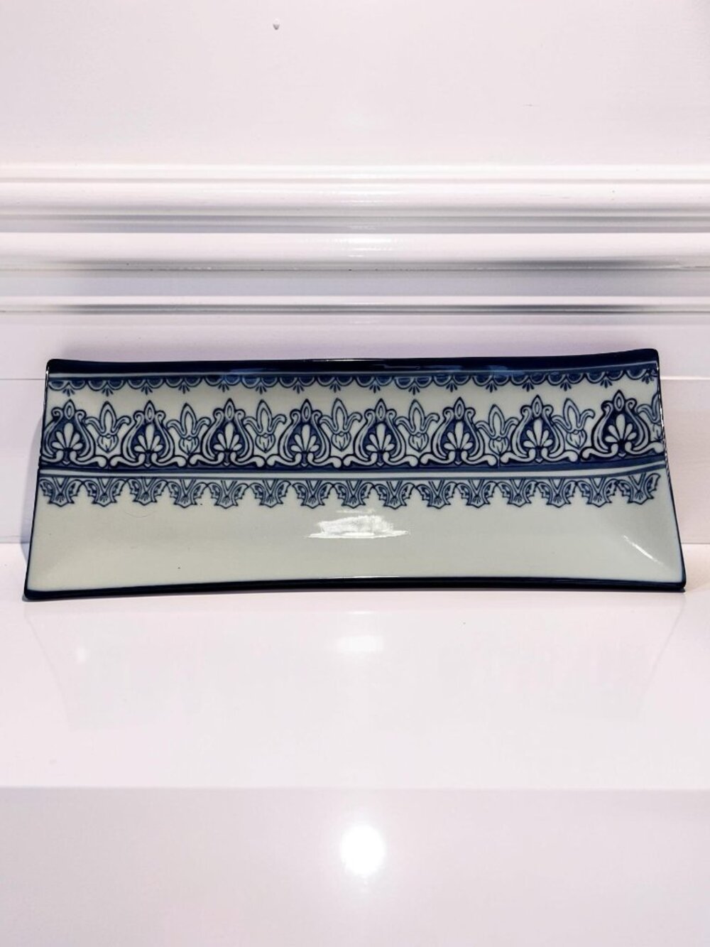 Bombay Serving Tray Blue White Sushi Rectangular Plate Platter